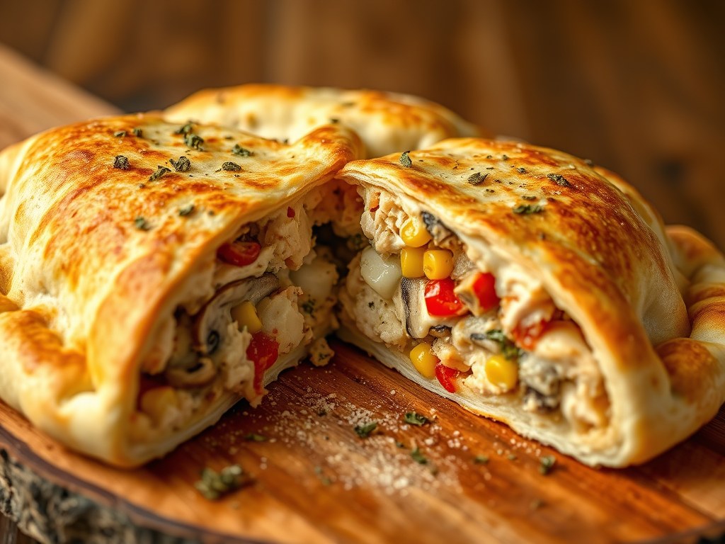 Aparte pizza calzone, AI-gegenereerde illustratie