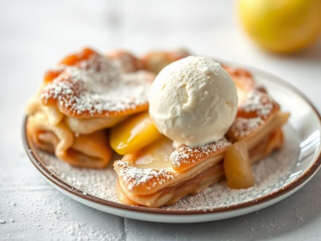Apfelstrudel met appelijs