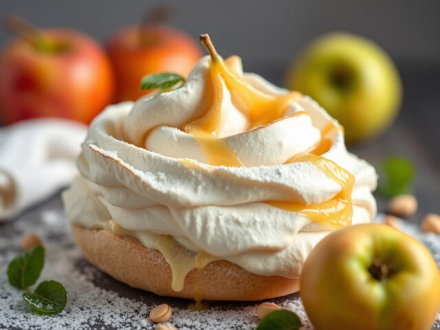 Appel-abrikozen meringue — AI-gegenereerde illustratie