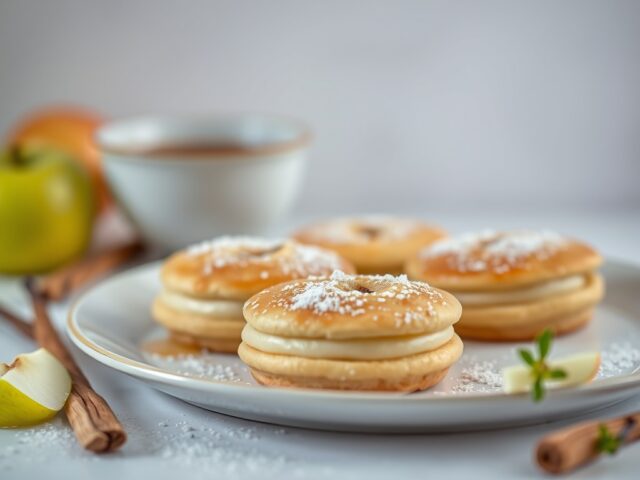 Appel-amandel-pannenkoekjes (glutenvrij) — AI-gegenereerde illustratie