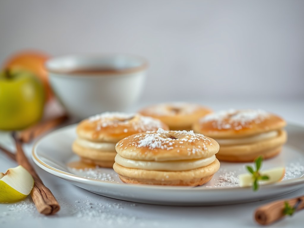 Appel-amandel-pannenkoekjes (glutenvrij), AI-gegenereerde illustratie