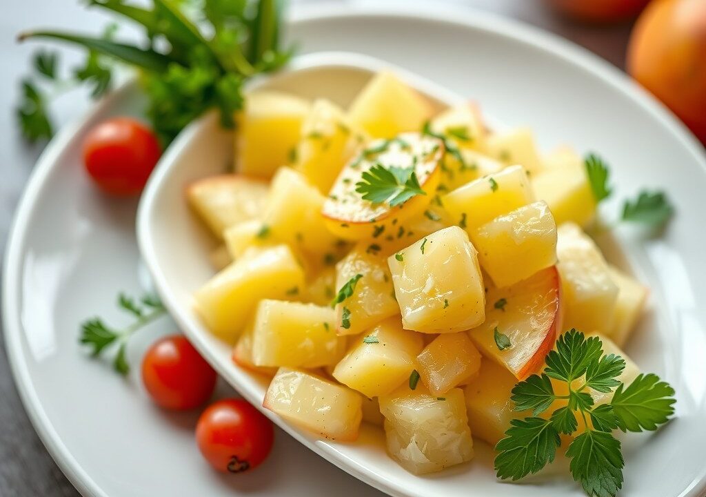 Appel ananas salade, AI-gegenereerde illustratie