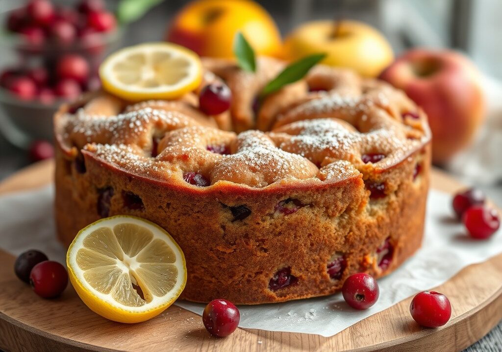 Appel cranberry taart, AI-gegenereerde illustratie
