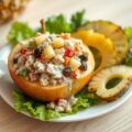Appel gevuld met kalkoen en ananas