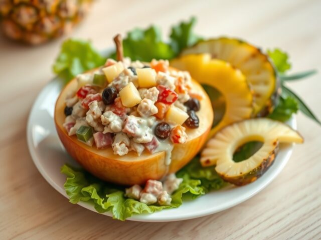 Appel gevuld met kalkoen en ananas