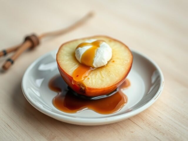 Appel met geitenkaas en stroop
