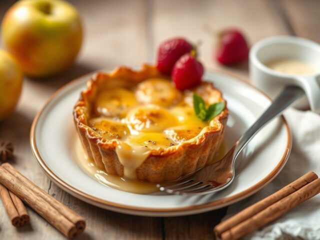 Appelclafoutis met advocaatsaus — AI-gegenereerde illustratie