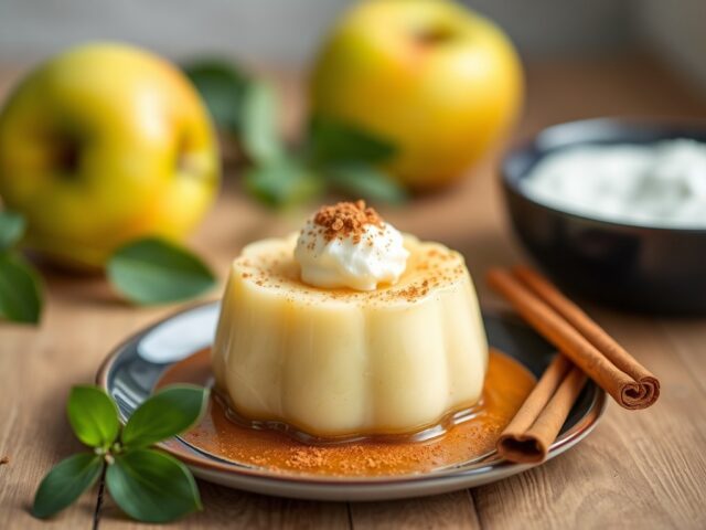 Appelpudding met kaneel — AI-gegenereerde illustratie