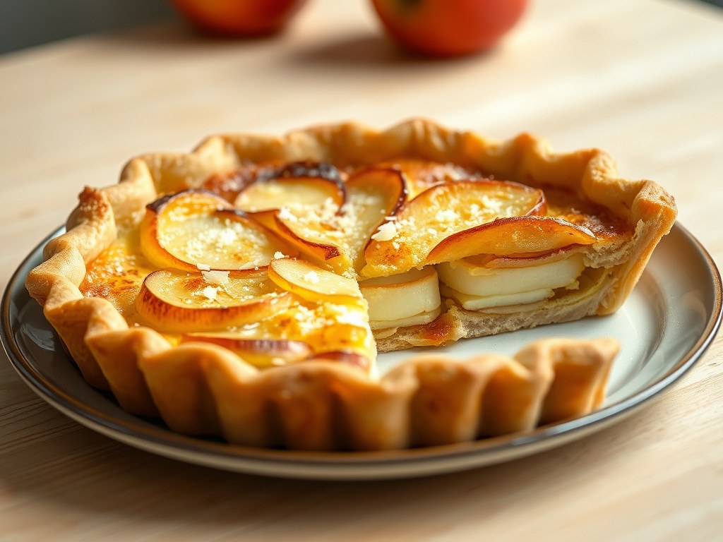 Appelquiche met venkel en parmezaan, AI-gegenereerde illustratie