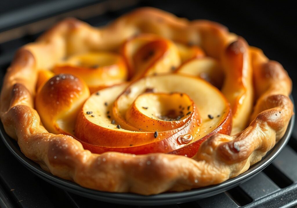 Appels en pruimen uit de oven, AI-gegenereerde illustratie