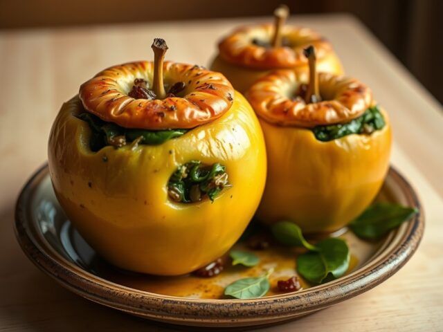 Appels gevuld met spinazie