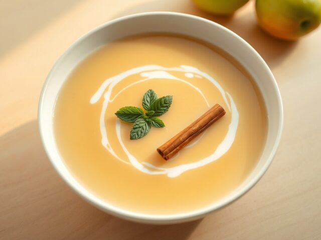 Appelsoep met kaneel en verse munt