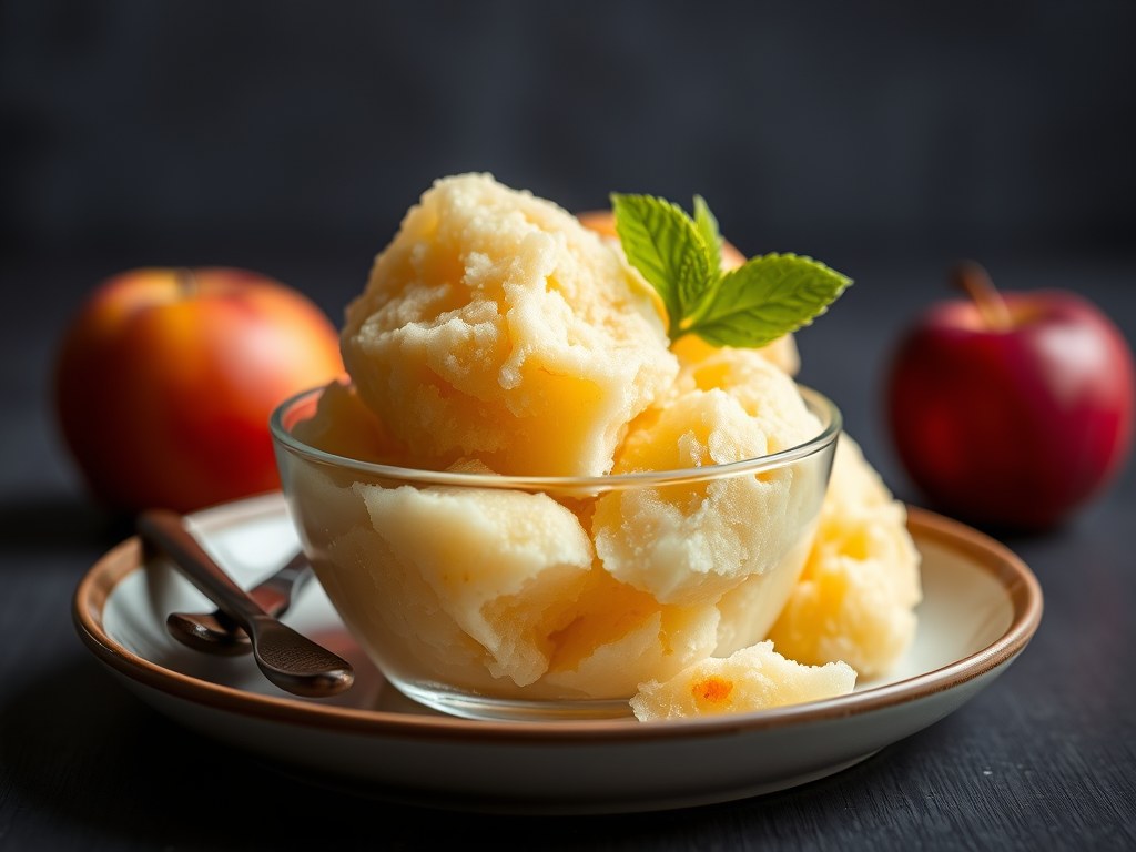 Appelsorbet met calvados, AI-gegenereerde illustratie