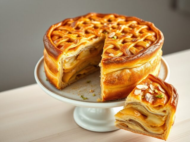 Appeltaart met amandel en pistache