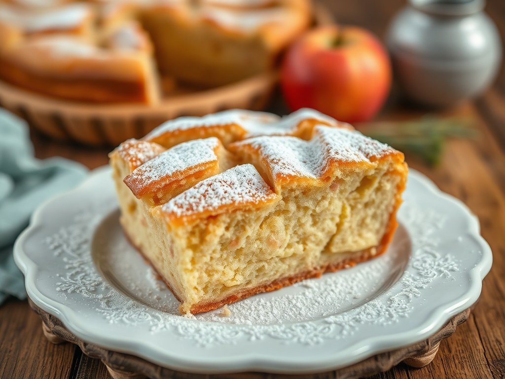 Appeltaart op bakblik, AI-gegenereerde illustratie