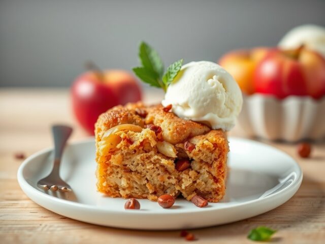 Appeltaart voor diabetici met ijs