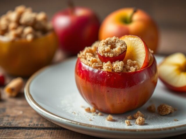 Appeltjes met speculaaskruim en vanilleroom