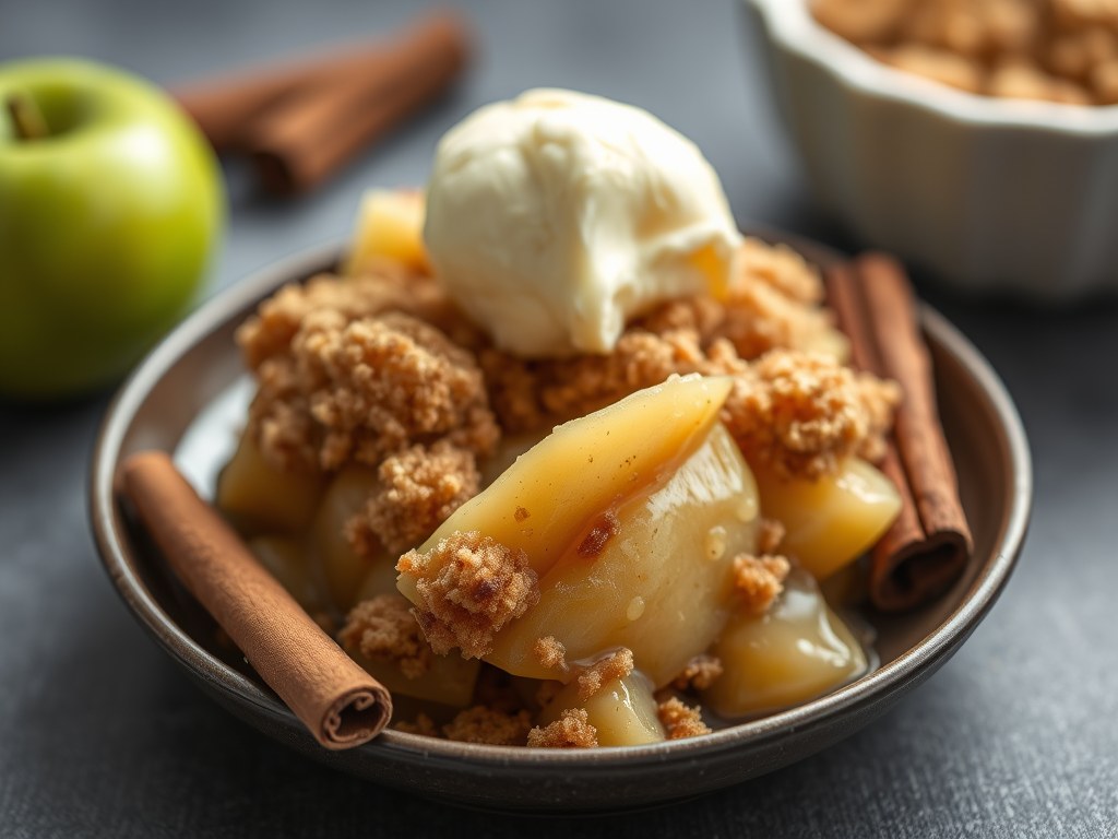 Apple crumble, AI-gegenereerde illustratie