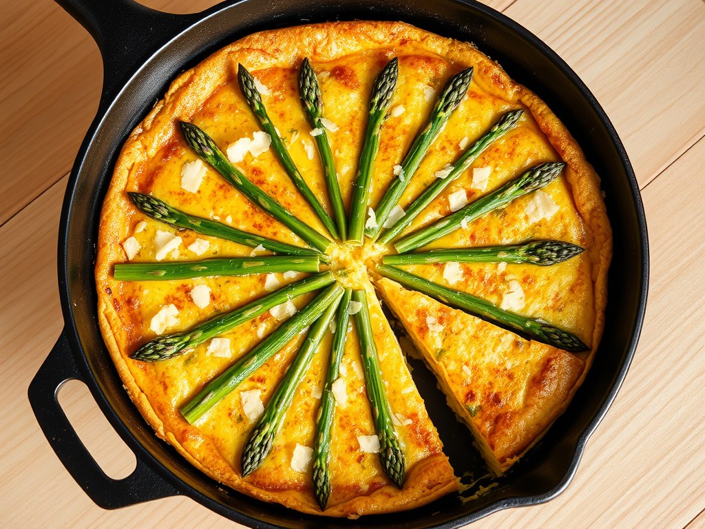 Apulische asperge frittata, AI-gegenereerde illustratie