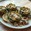 Artisjokken met paddestoelenragout