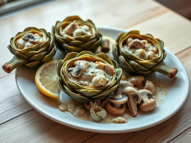 Artisjokken met paddestoelenragout
