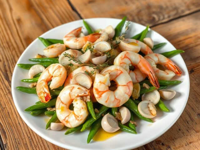 Artisjoksalade met grote garnalen