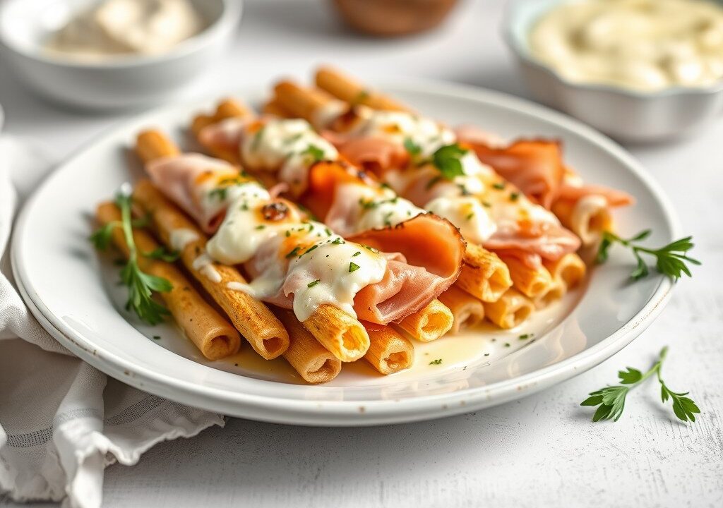 Asperge’s uit de oven met ham en kaas — AI-gegenereerde illustratie