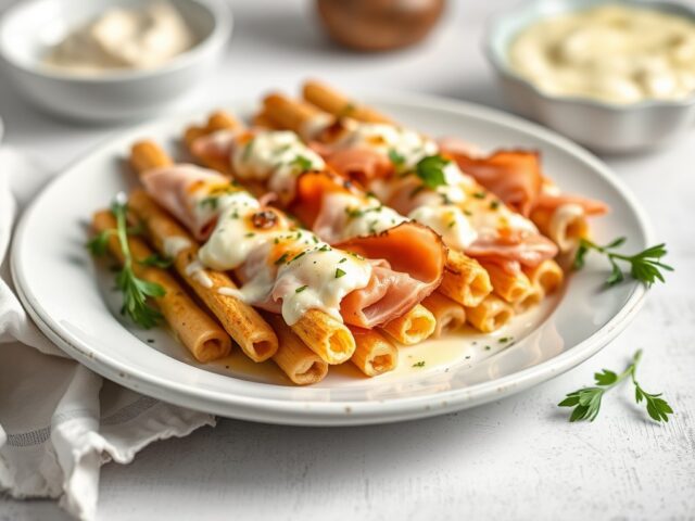 Asperge’s uit de oven met ham en kaas — AI-gegenereerde illustratie
