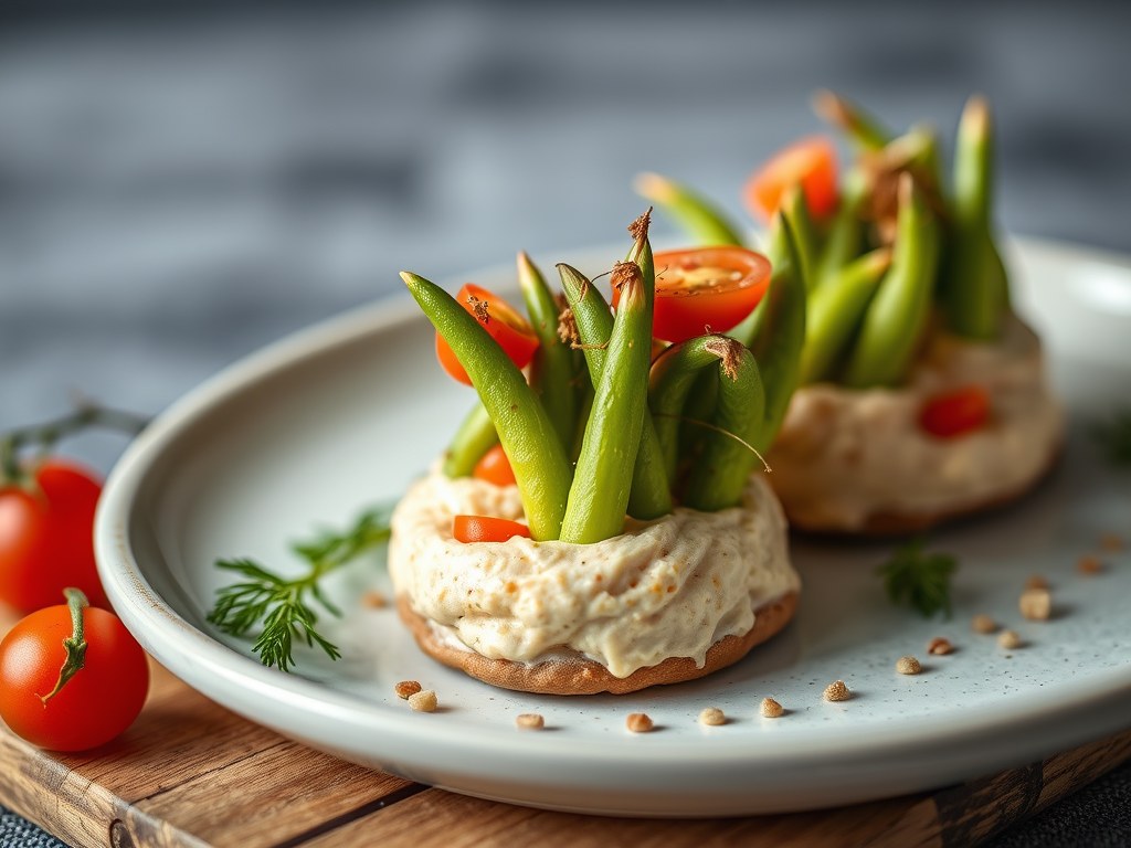 Asperge-amuse met een mousse van ganzenlever, AI-gegenereerde illustratie