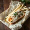 Aspergepakketje met roodbaars en kappertjes
