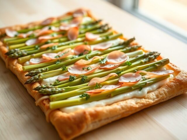 Aspergeplaattaartje met ham