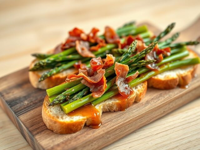 Asperges en Pancetta met Vinaigrette op Brioches