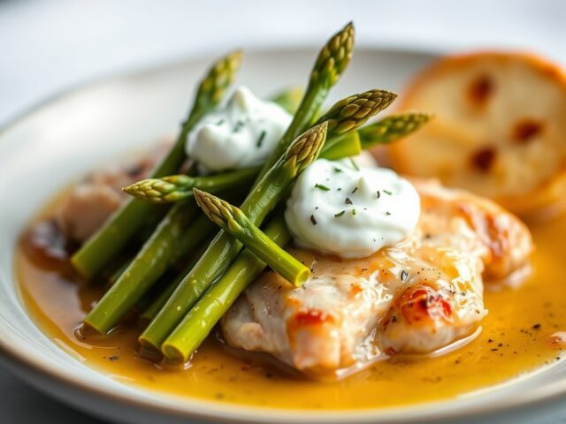 Asperges in kip met kervelsaus