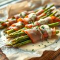 Asperges in papillot met gerookte ham