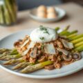 Asperges met paddestoelenragout, parmezaanse kaas