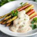 Asperges met rode mul,wittewijnsaus en peterselie