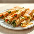 Asperges met rode paprika in een jasje van filodeeg