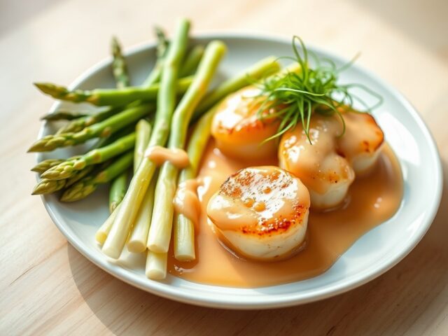 Asperges met sint-jacobsmosselen