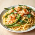 Asperges met tagliatelle en garnalen