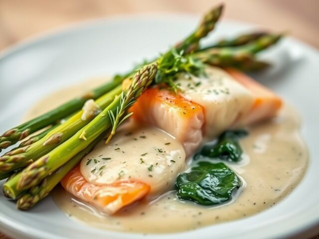 Asperges met zalm en kervelsaus