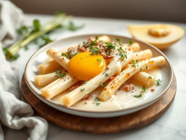 Asperges op Vlaamse wijze — AI-gegenereerde illustratie