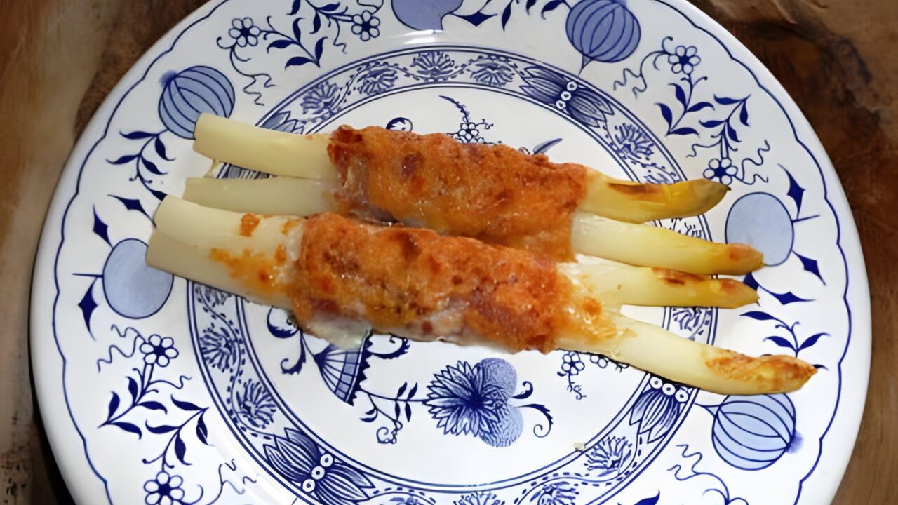 Asperges uit de oven met Serranoham en Manchego kaas