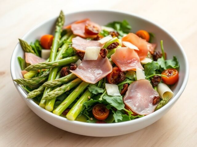 Aspergesalade met gedroogde ham