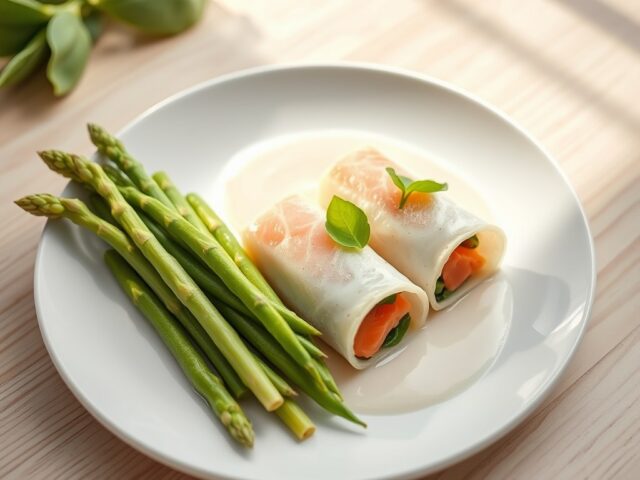 Aspergesalade met gevulde tong