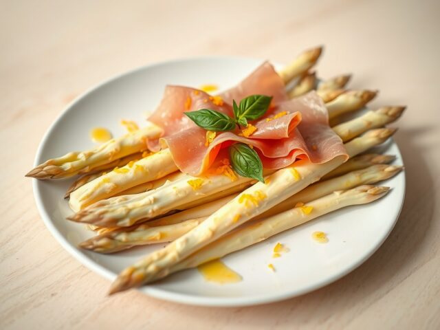 Aspergesalade met rauwe ham: