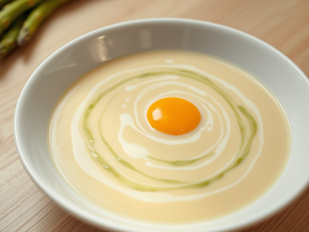 Aspergesoep groen en wit, AI-gegenereerde illustratie