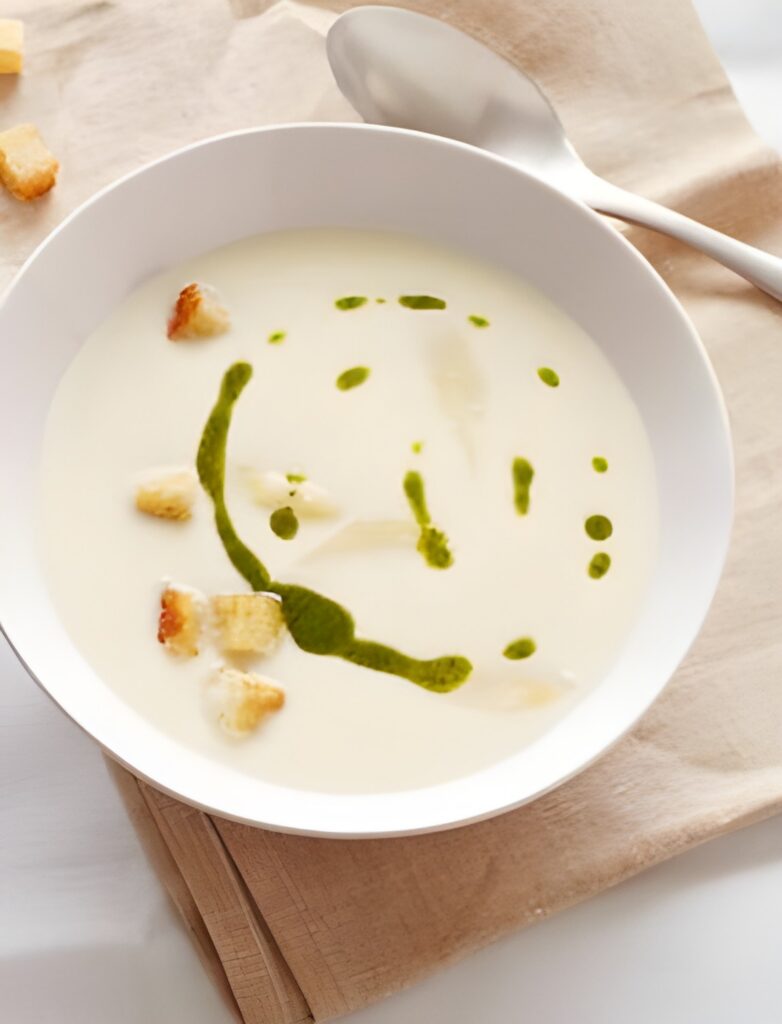 Aspergesoep met basilicumolie zonder room