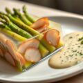 Aspic van Limburgse asperges met mosterdcrème