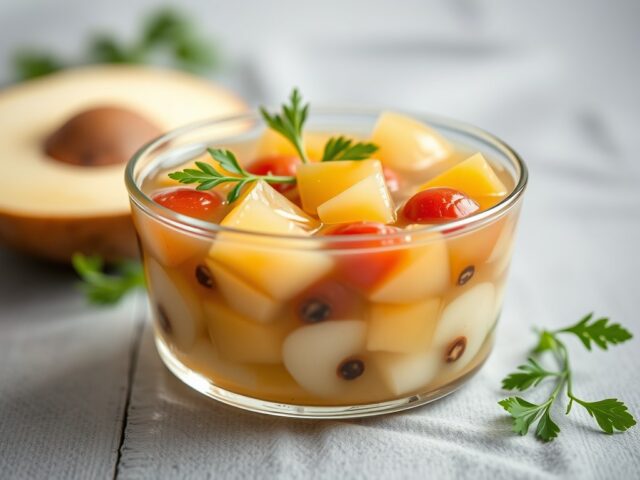 Aspic van peulvruchten en licht gerookte konijnenf