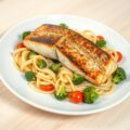 Atlantische zalm met pasta en ragout van broccoli
